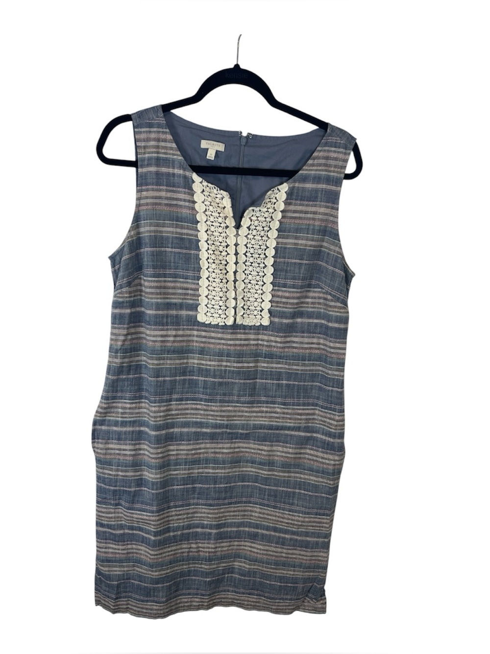 Talbots factory striped cotton sleeveless shift summer dress size 12